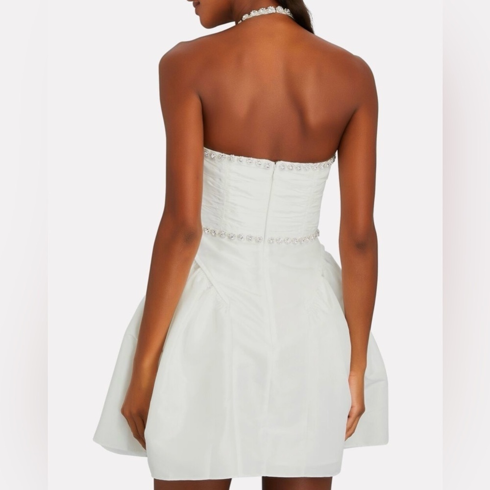 NWT Self Portrait Embellished Taffeta Diamante Trim White Dress Size 6 - Picture 5 of 8